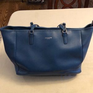 Blue Coach leather tote bag